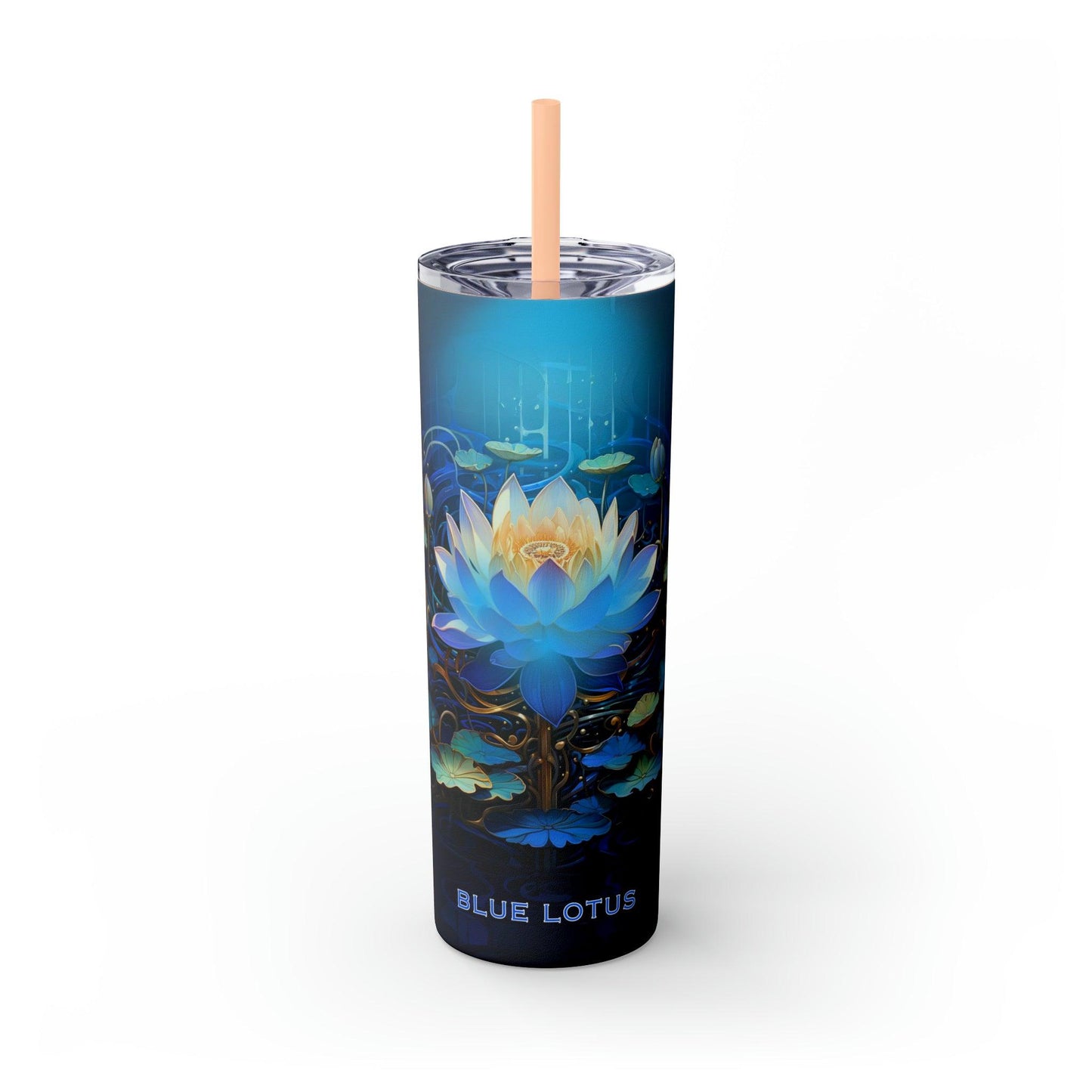 Blue Lotus Tumbler with Straw