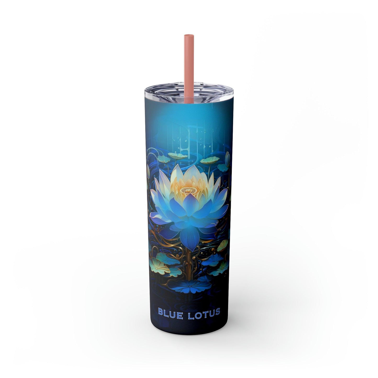 Blue Lotus Tumbler with Straw