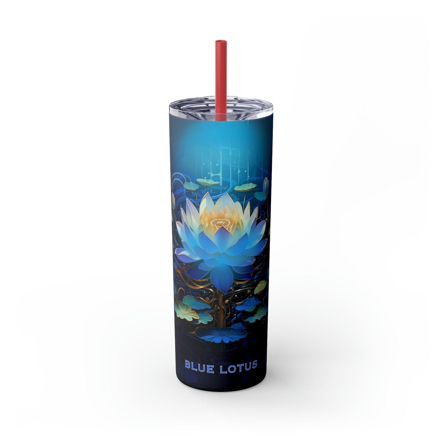 Blue Lotus Tumbler with Straw