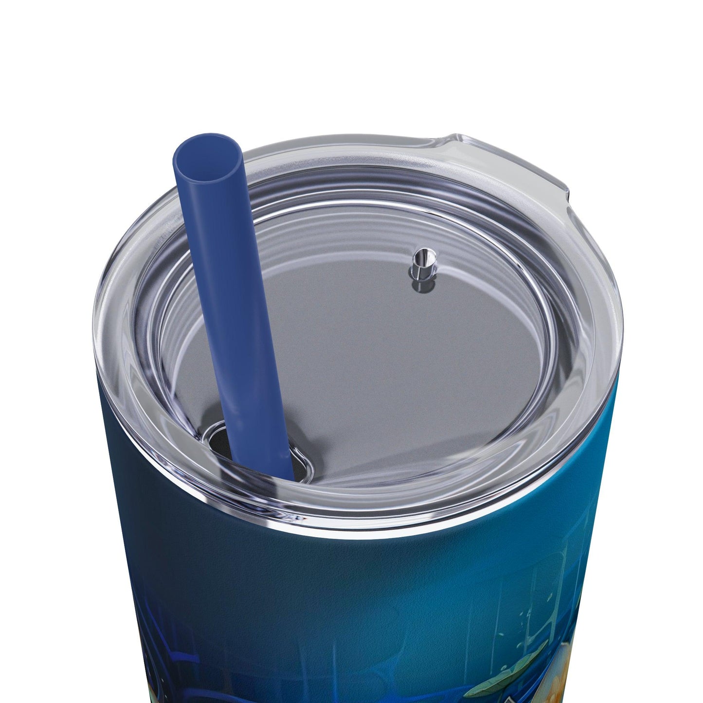 Blue Lotus Tumbler with Straw