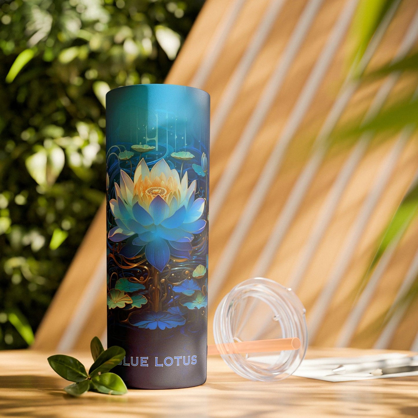 Blue Lotus Tumbler with Straw