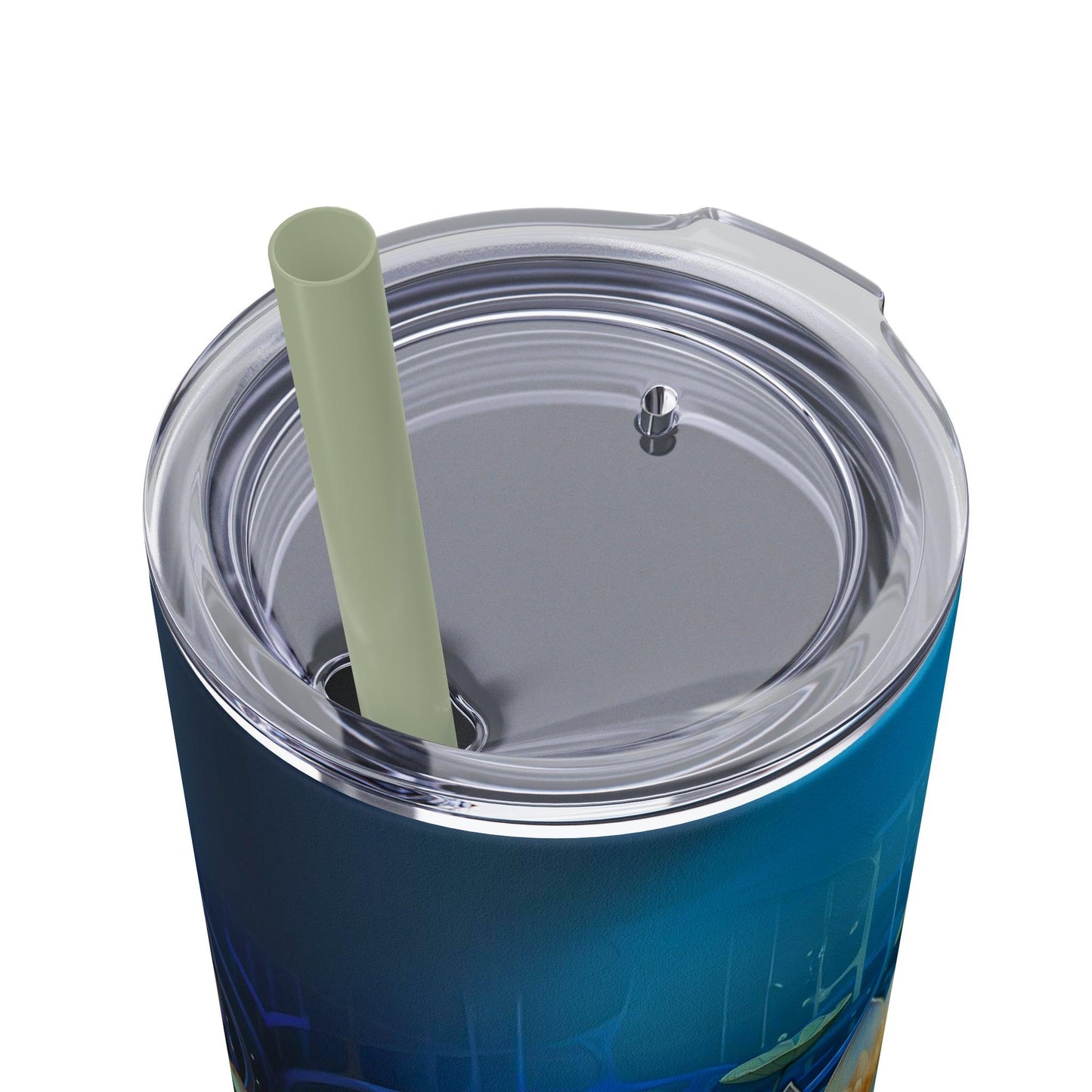 Blue Lotus Tumbler with Straw