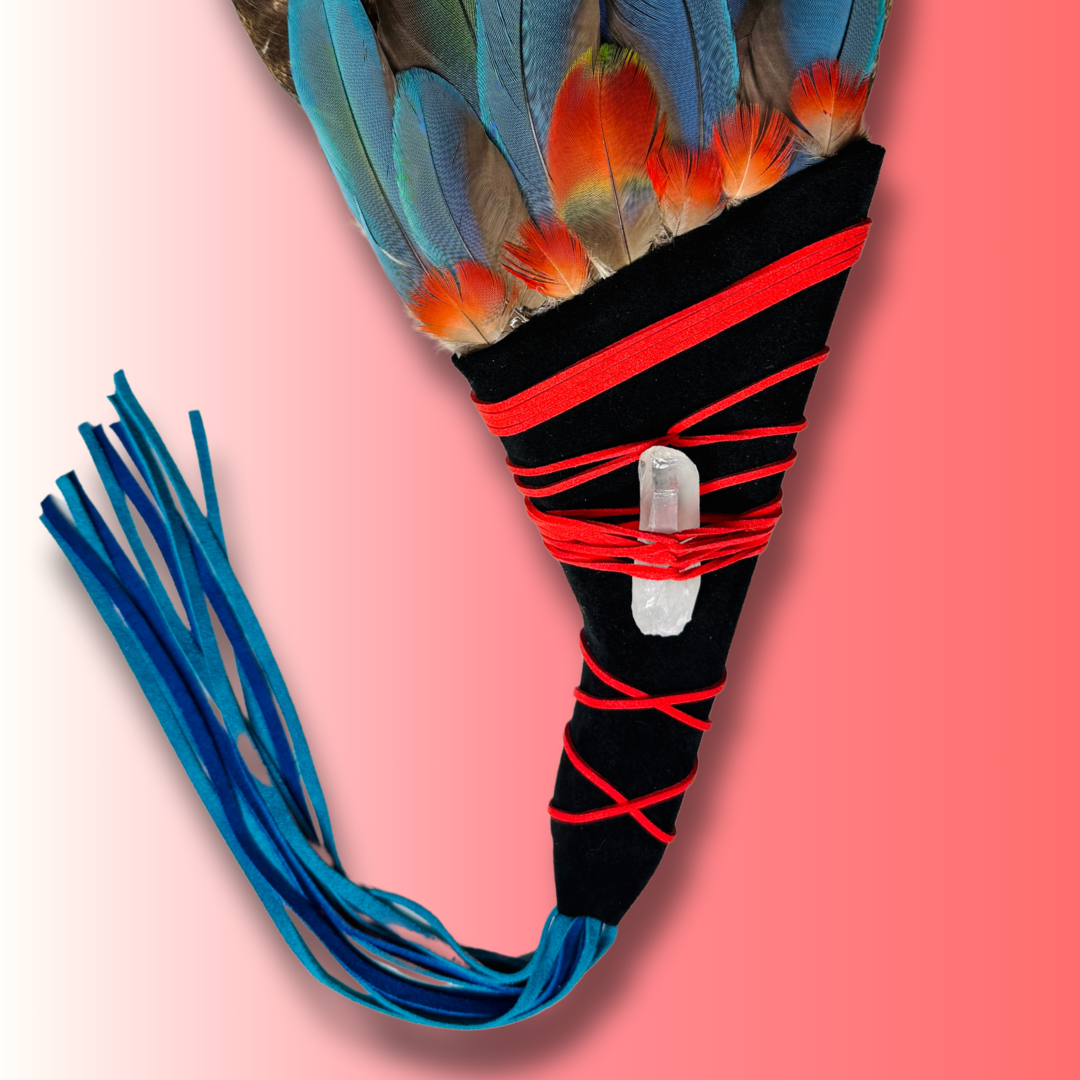 Macaw & Turkey Feather Smudge Fan - XL