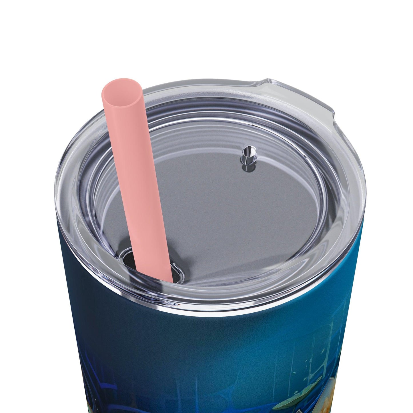 Blue Lotus Tumbler with Straw