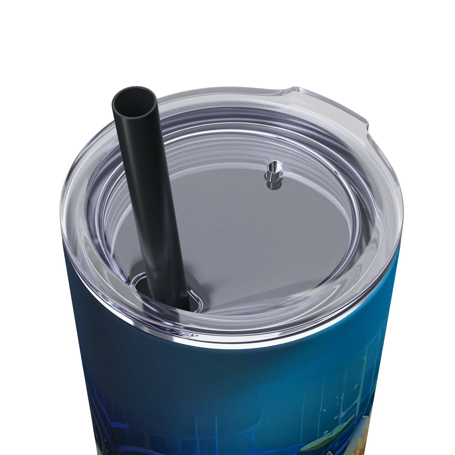Blue Lotus Tumbler with Straw