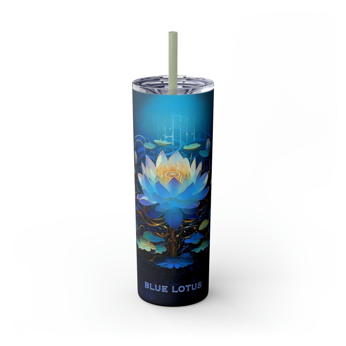 Blue Lotus Tumbler with Straw