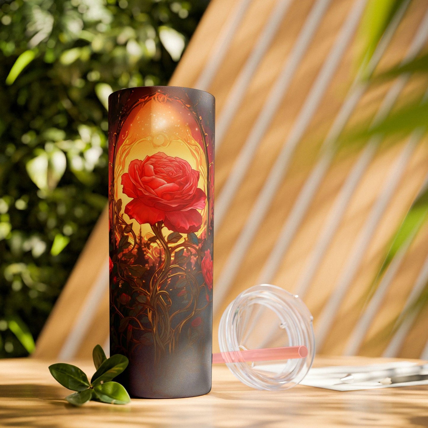 Rose Tumbler with Straw