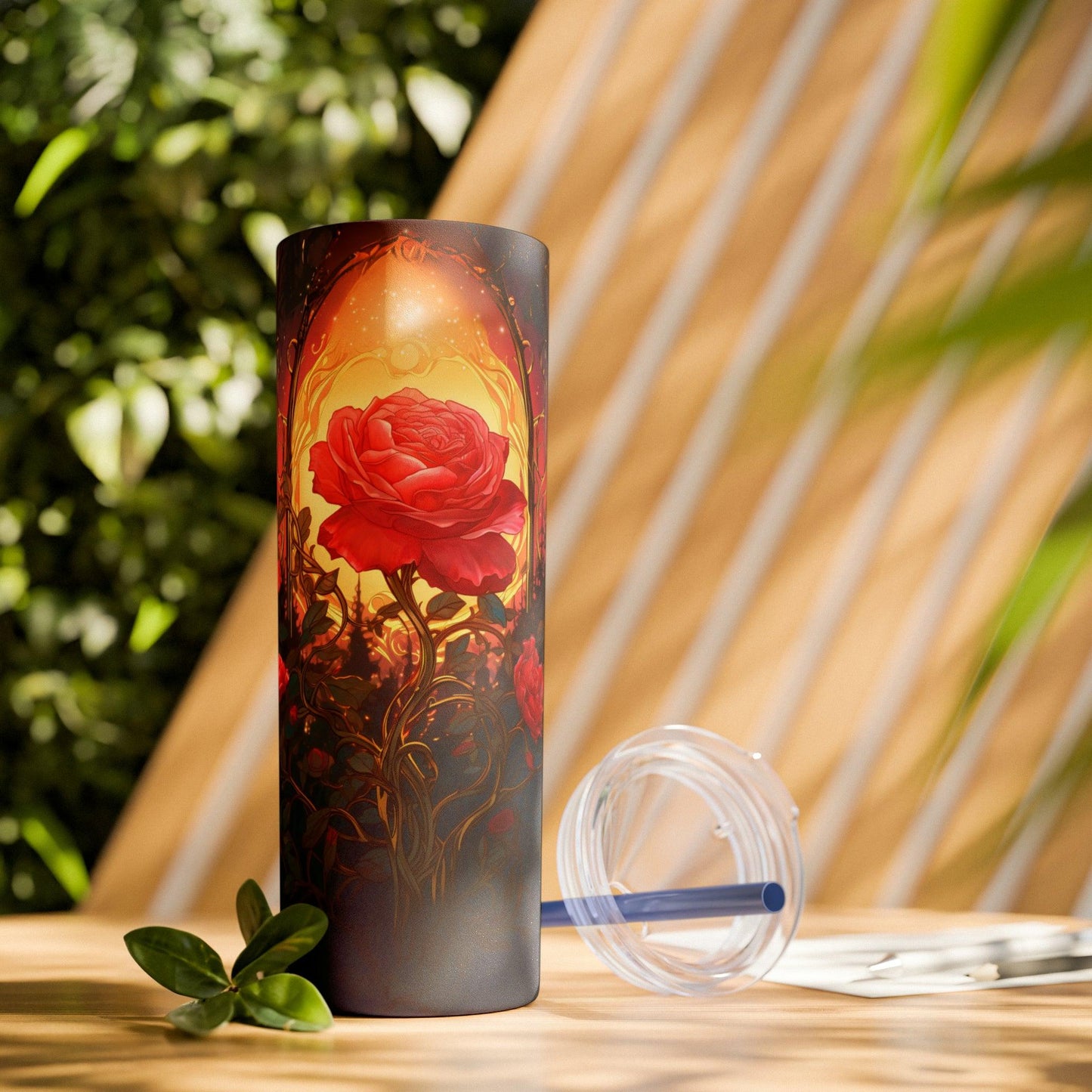 Rose Tumbler with Straw