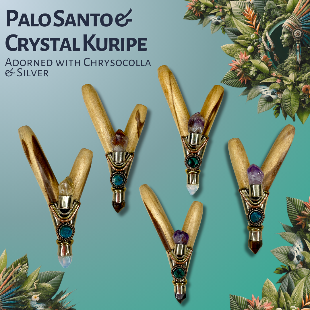 Palo Santo Crystal Kuripe with Silver Inlay