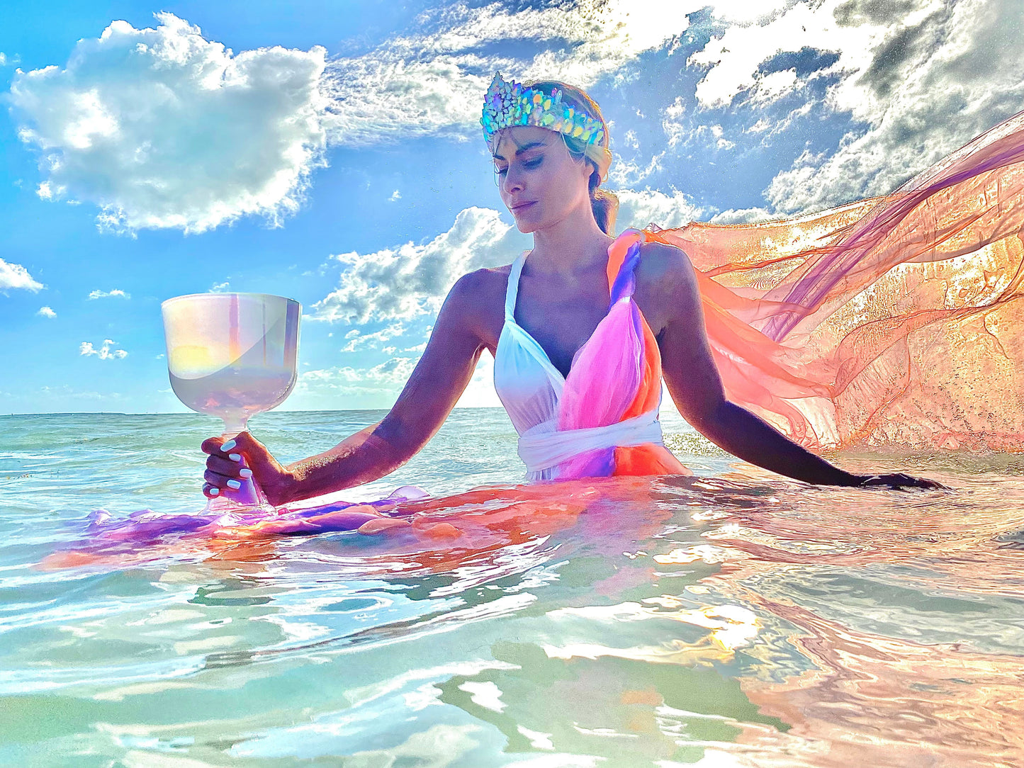 Opal Aura Crystal Chalice Grail & Bowl