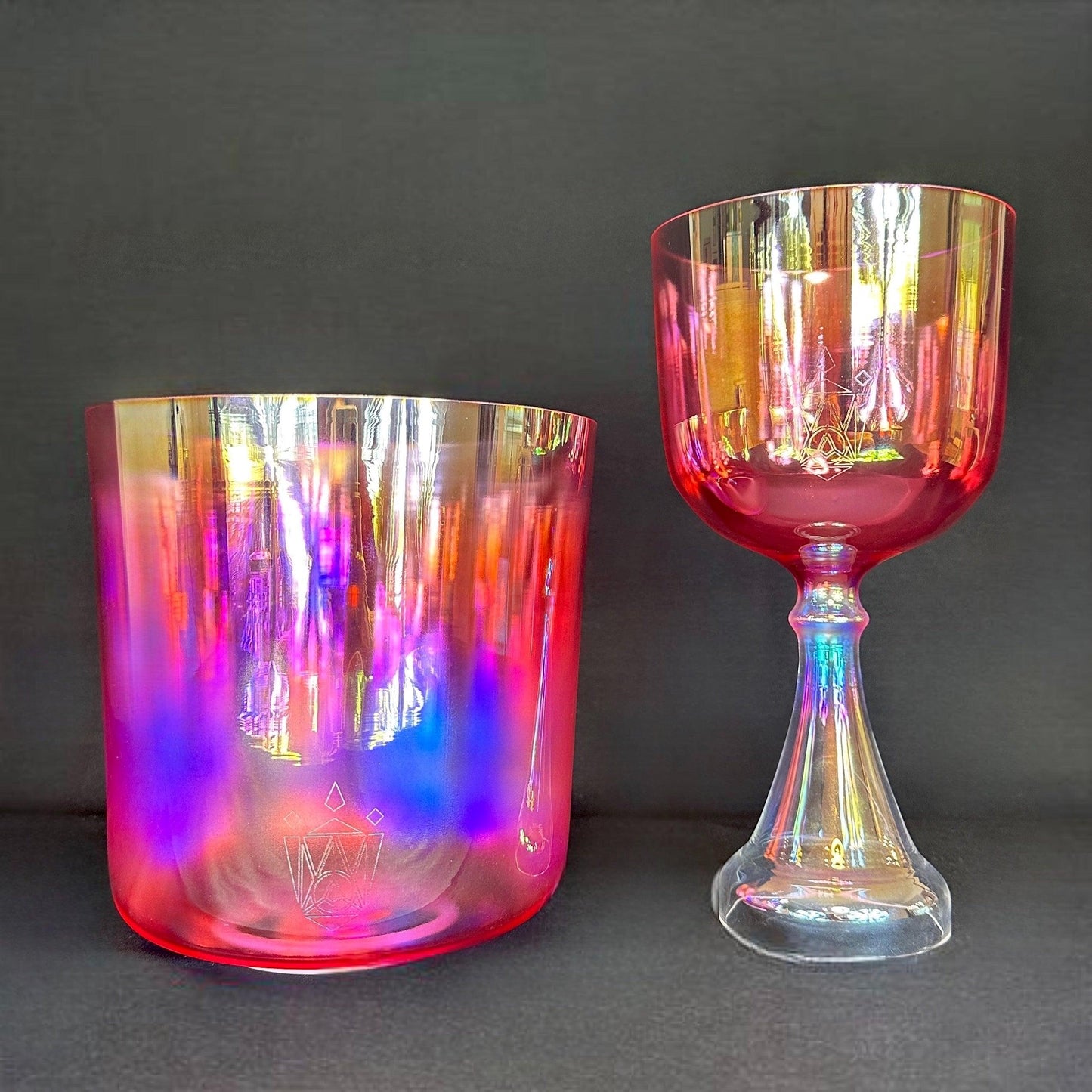Rose Aura Crystal Chalice Grail & Bowl