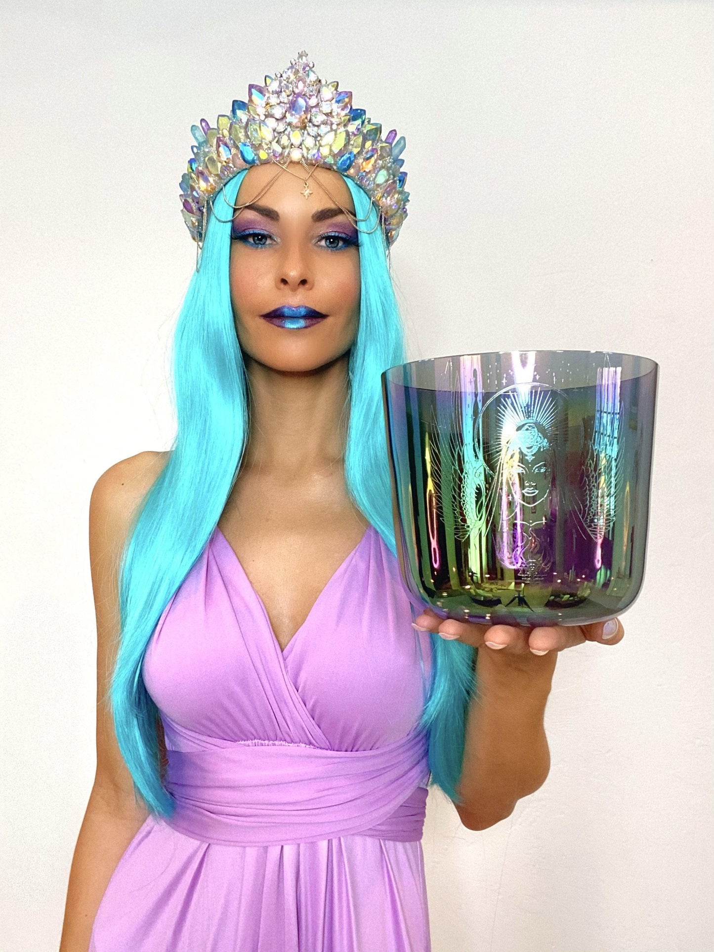 Rainbow Auraura Crystal Bowl - Divine Cosmic Mother