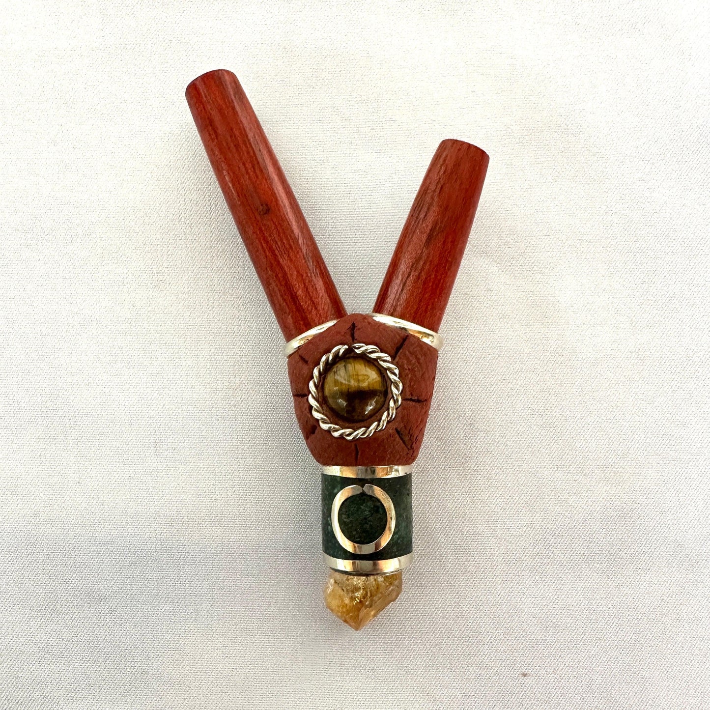 Palo Sangre Crystal Kuripe with Tigers Eye, Peruvian Turquoise and Silver