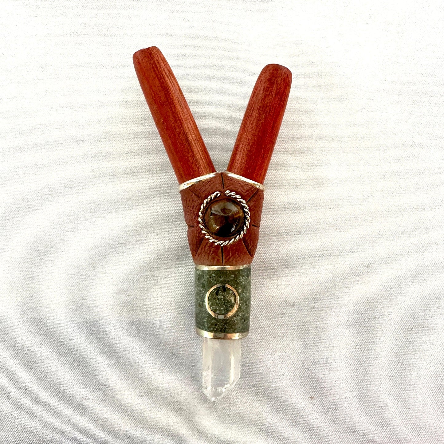 Palo Sangre Crystal Kuripe with Tigers Eye, Peruvian Turquoise and Silver