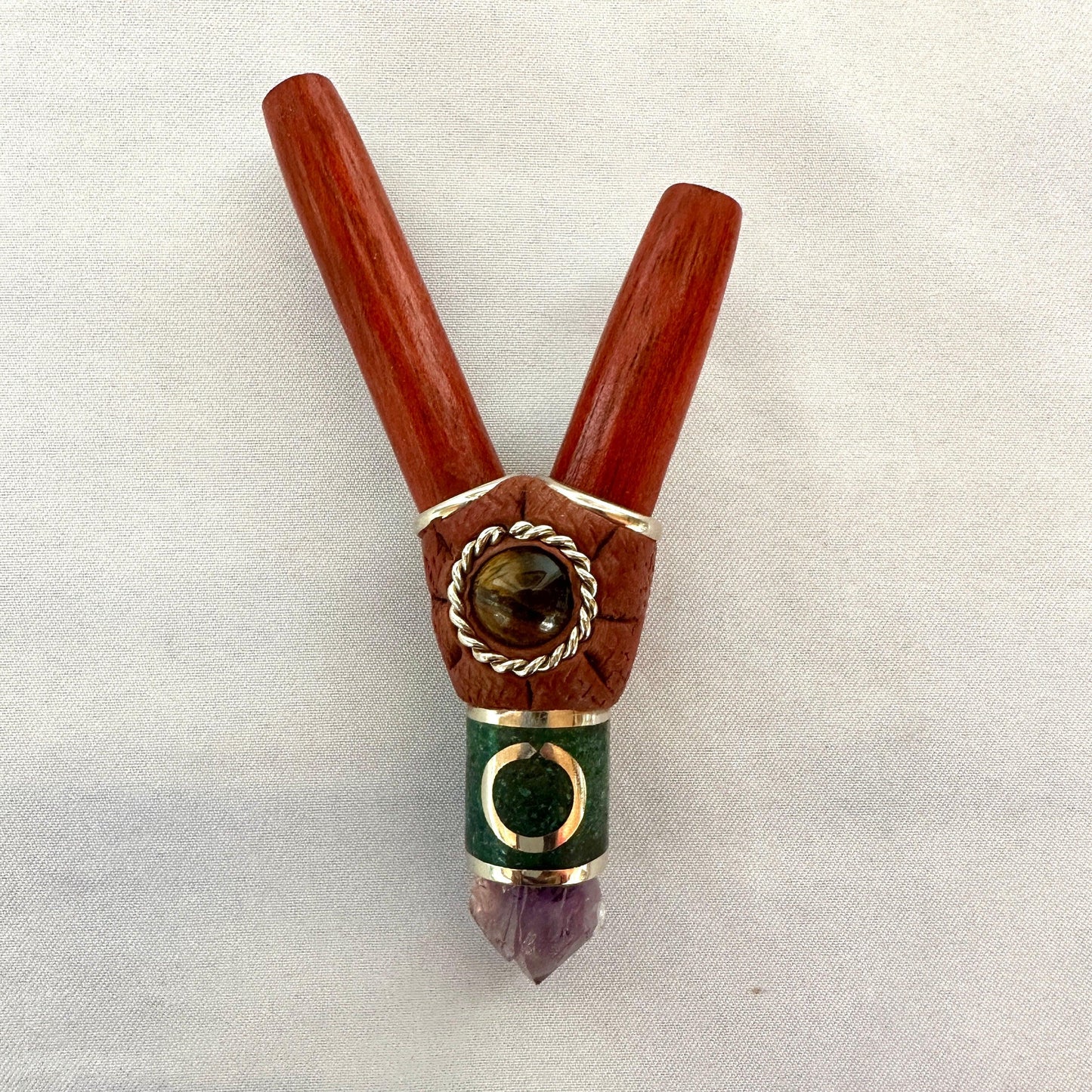 Palo Sangre Crystal Kuripe with Tigers Eye, Peruvian Turquoise and Silver