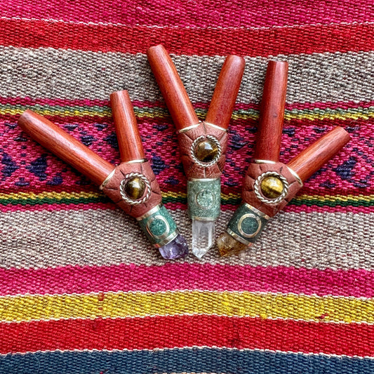Palo Sangre Crystal Kuripe with Tigers Eye, Peruvian Turquoise and Silver