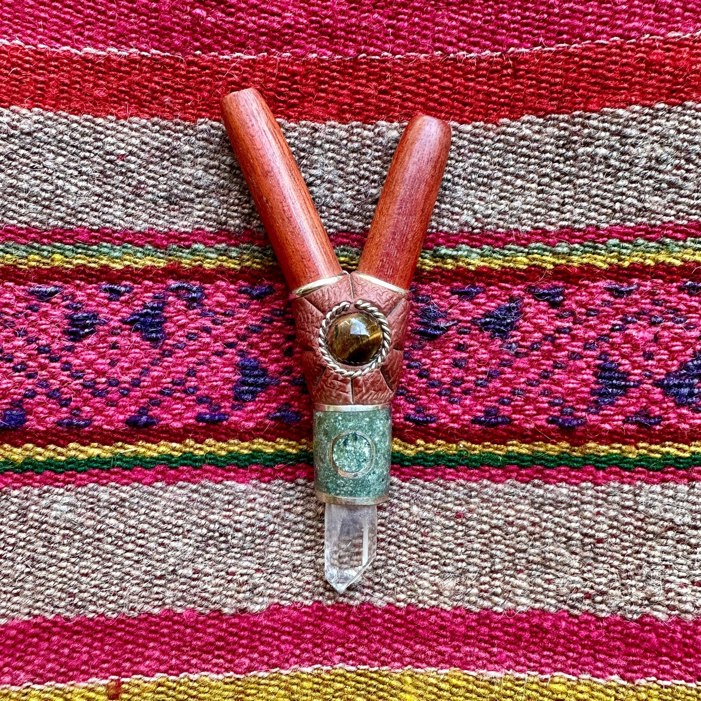 Palo Sangre Crystal Kuripe with Tigers Eye, Peruvian Turquoise and Silver