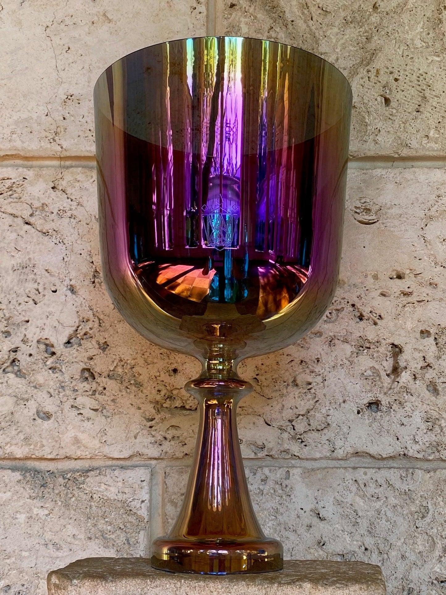 Amethyst Auraura Crystal Chalice Grail - 8’’ F - Heart Chakra