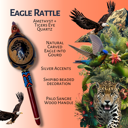 Shipibo Eagle Power Animal Rattle