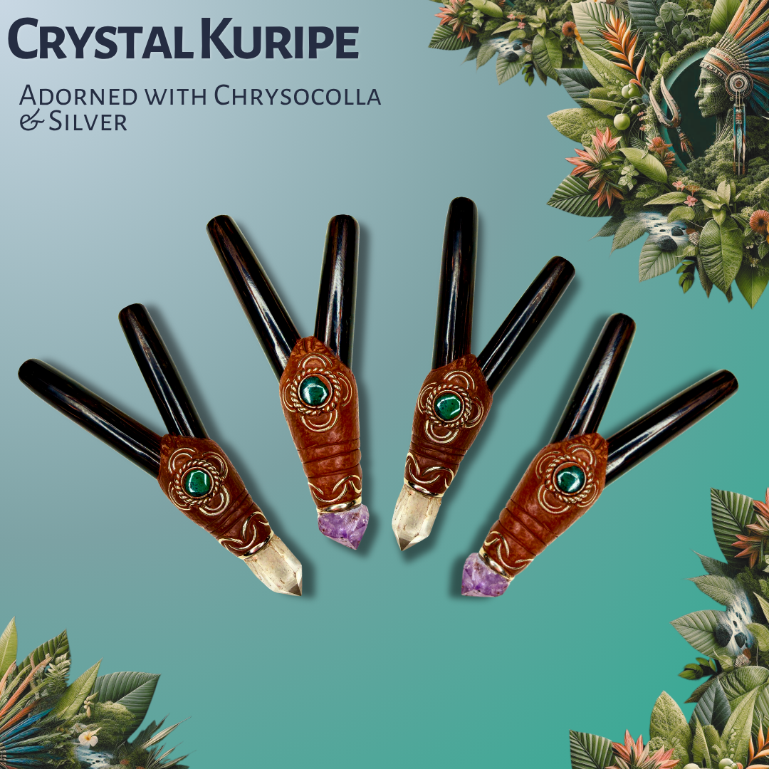 Crystal Kuripe with Chrysocolla & Silver Inlay