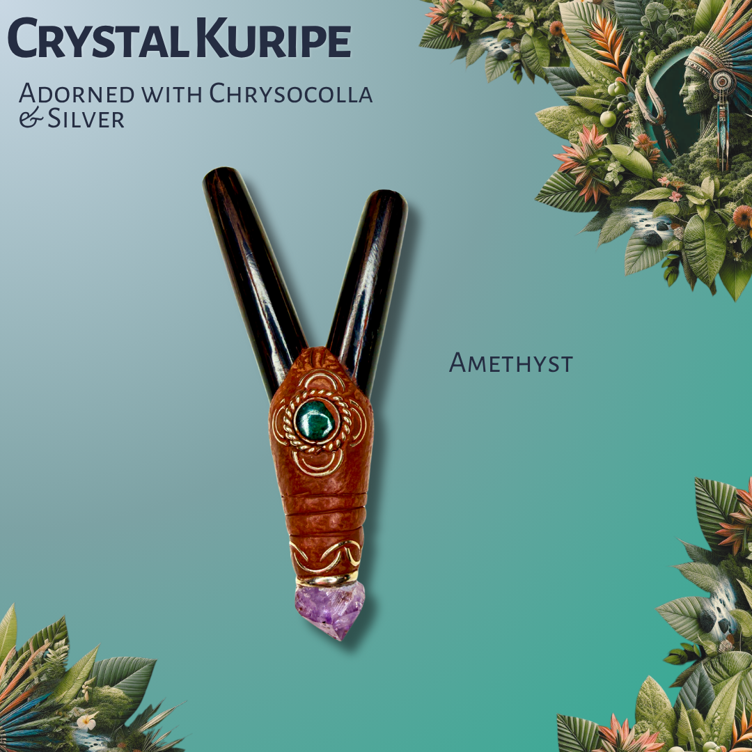 Crystal Kuripe with Chrysocolla & Silver Inlay