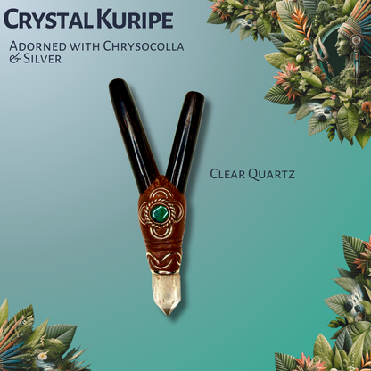 Crystal Kuripe with Chrysocolla & Silver Inlay