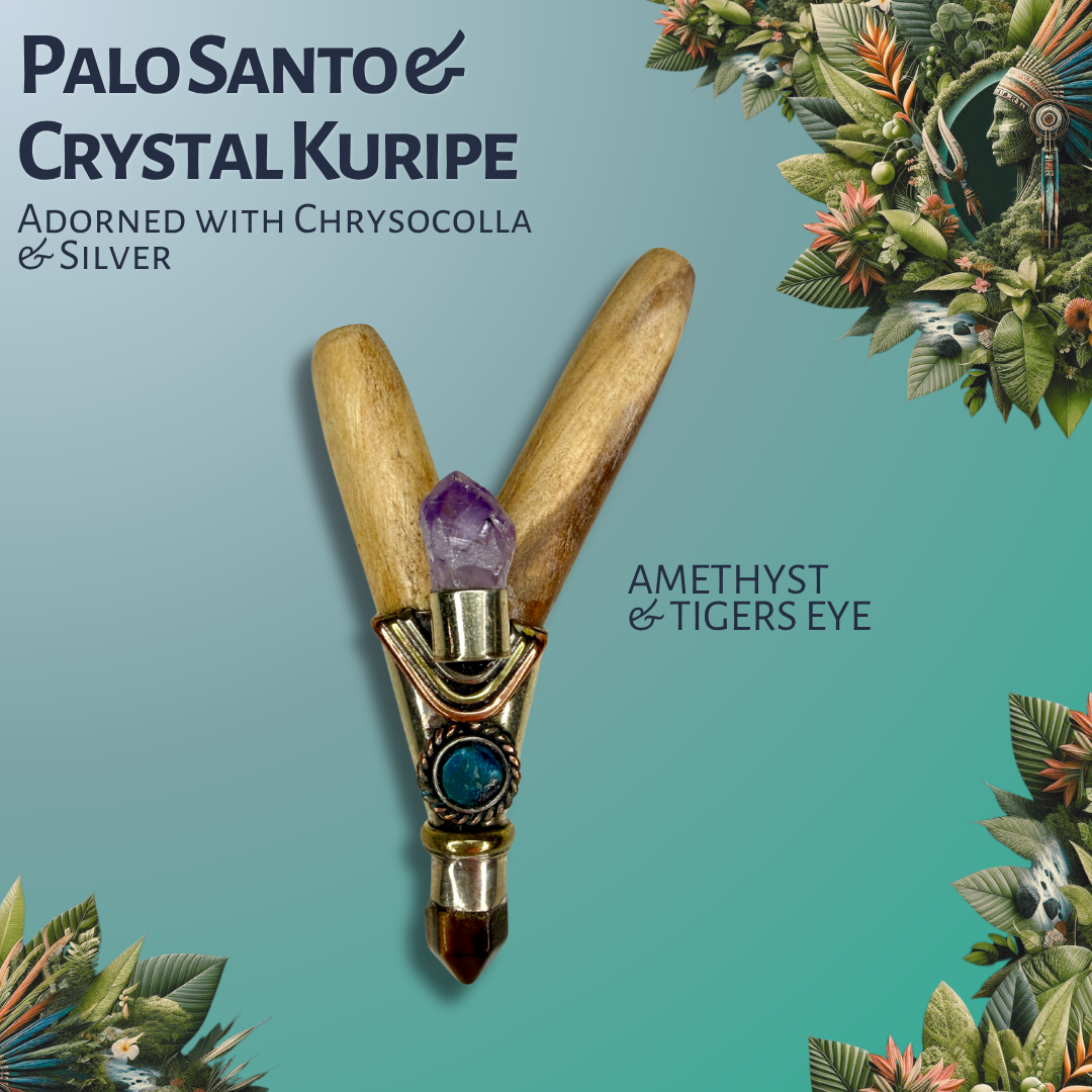 Palo Santo Crystal Kuripe with Silver Inlay