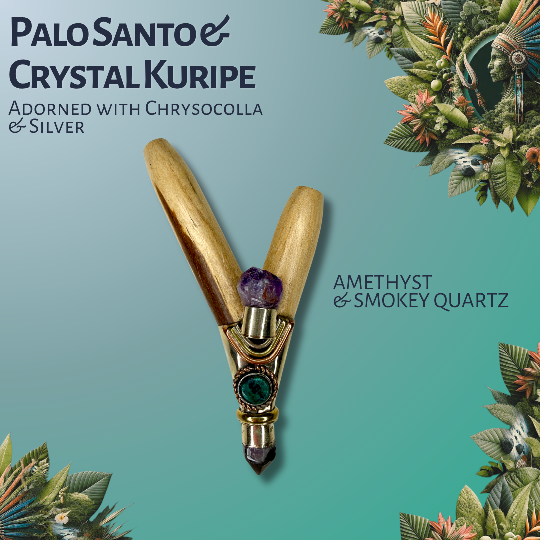 Palo Santo Crystal Kuripe with Silver Inlay