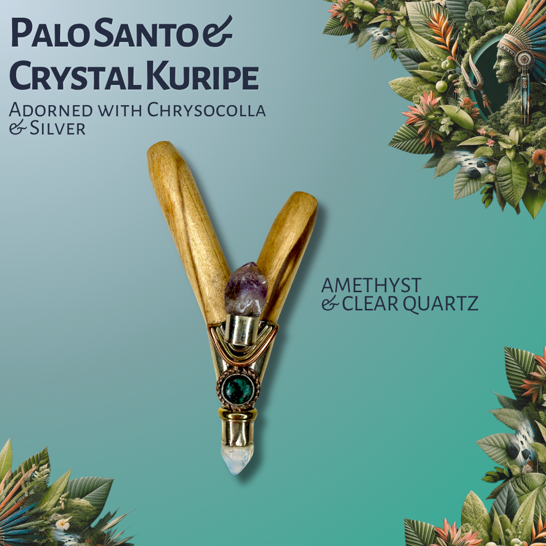Palo Santo Crystal Kuripe with Silver Inlay
