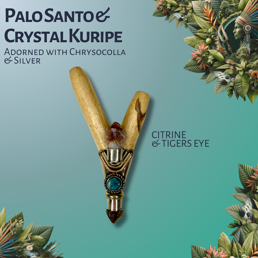Palo Santo Crystal Kuripe with Silver Inlay