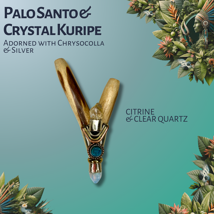 Palo Santo Crystal Kuripe with Silver Inlay