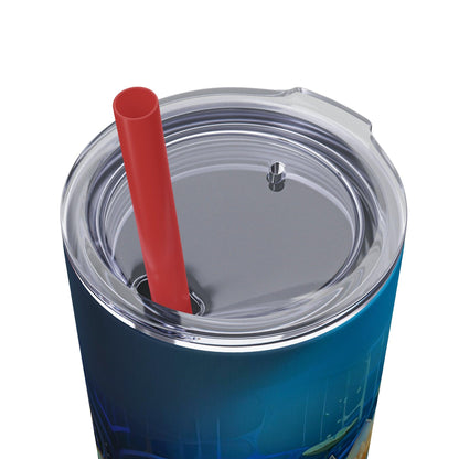 Blue Lotus Tumbler with Straw