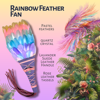 Rainbow Feather Smudge Fan