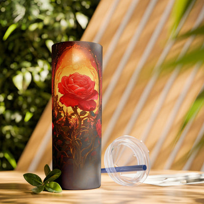 Rose Tumbler with Straw