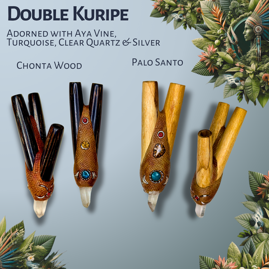 Double Kuripe - with Aya vine, Turquoise, Clear Quartz & Silver
