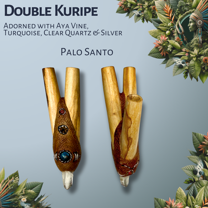 Double Kuripe - with Aya vine, Turquoise, Clear Quartz & Silver