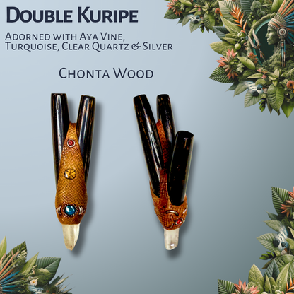 Double Kuripe - with Aya vine, Turquoise, Clear Quartz & Silver