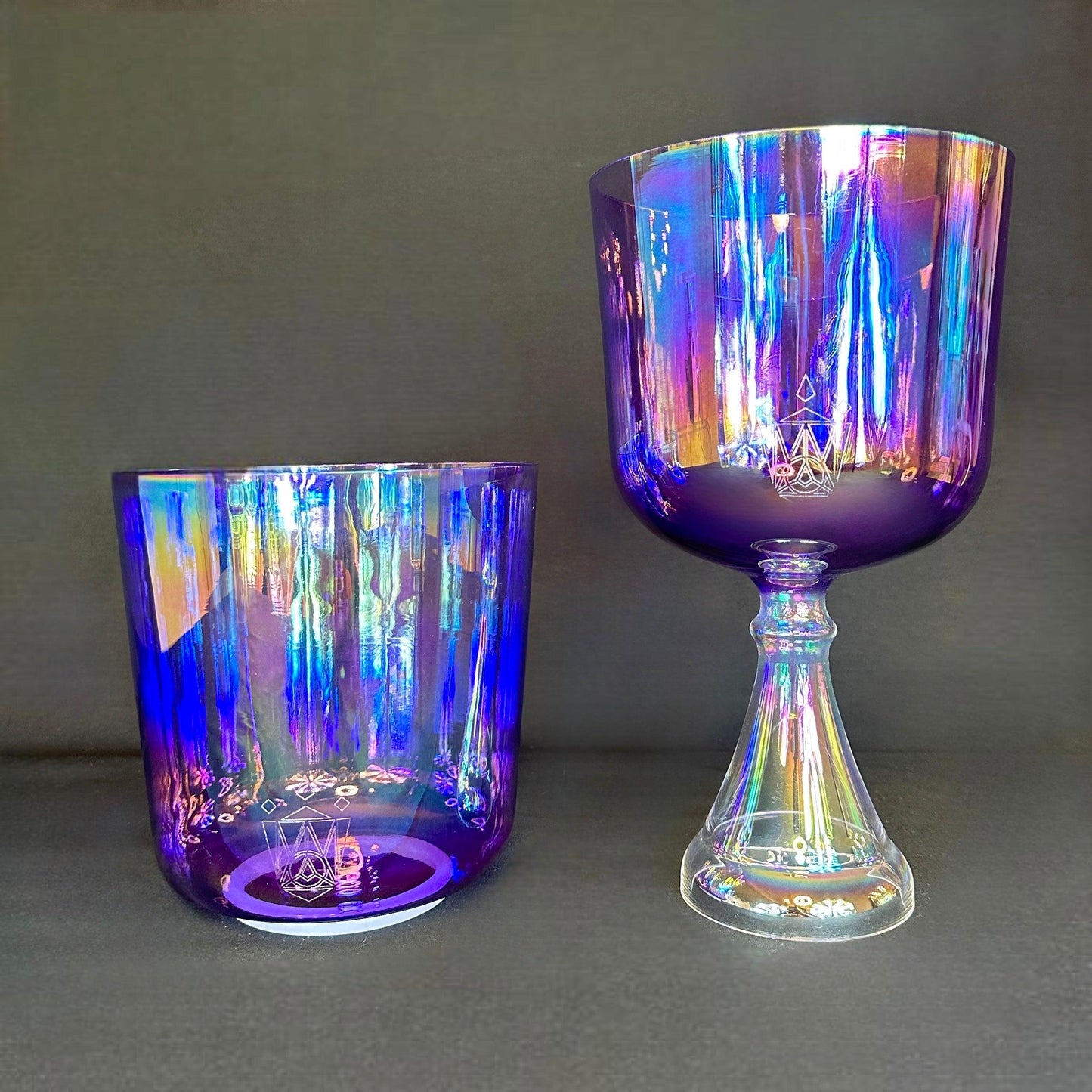 Amethyst Aura Crystal Chalice Grail & Bowl