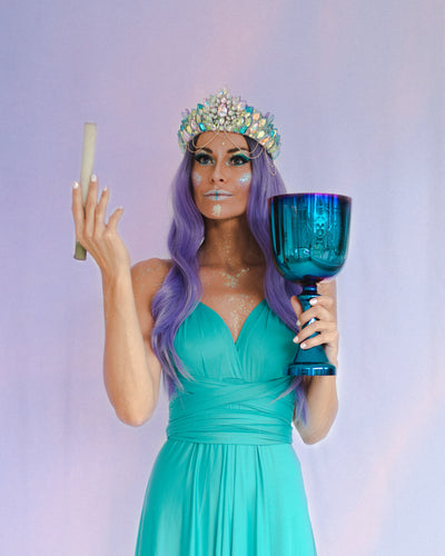 BLUE RAY - DIVINE COSMIC MOTHER - 6'' F - HEART CHAKRA - CRYSTAL CHALICE GRAIL